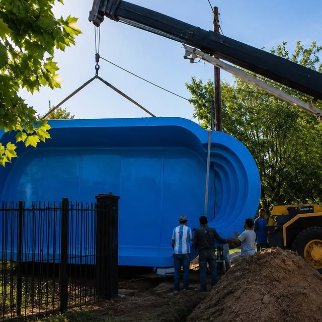Piscina Moraplas durante instalación