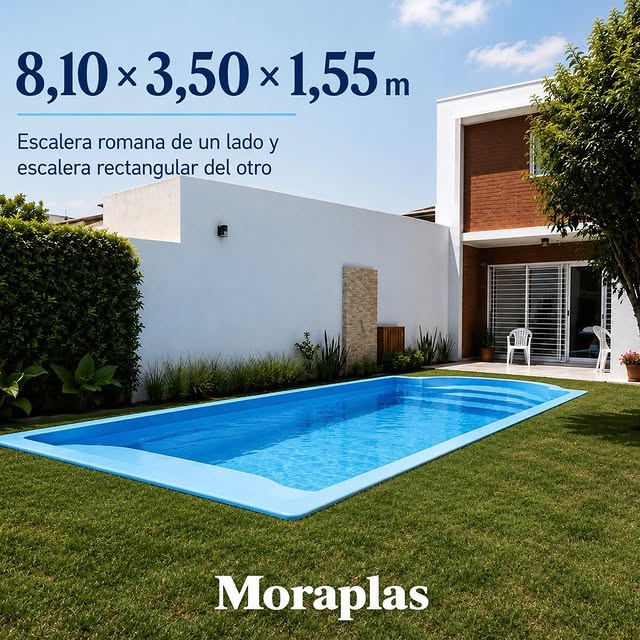 Pileta Moraplas 8,10 por 3,50 por 1,55 metros